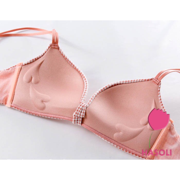 Bộ Đồ Lót Kẻ Sọc Caro Không Gọng Gợi Cảm AL45