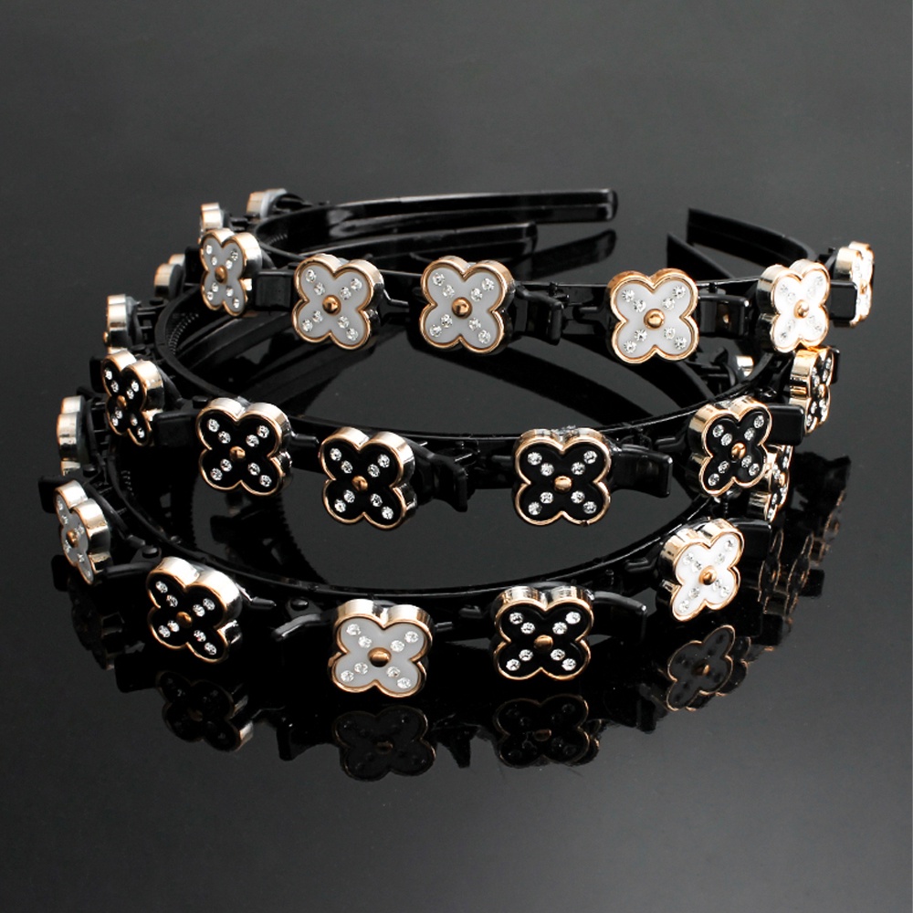 Băng Đô Cài Tóc Bằng Nhựa Bện Hai Lớp Họa Tiết Hoa Cá Tính