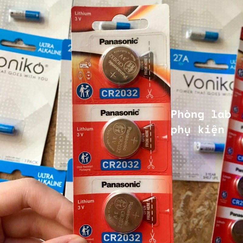 Pin CR2032 Panasonic Lithium 3V dùng cho chìa khóa oto, xe máy, cân điện tử, nguồn CPU