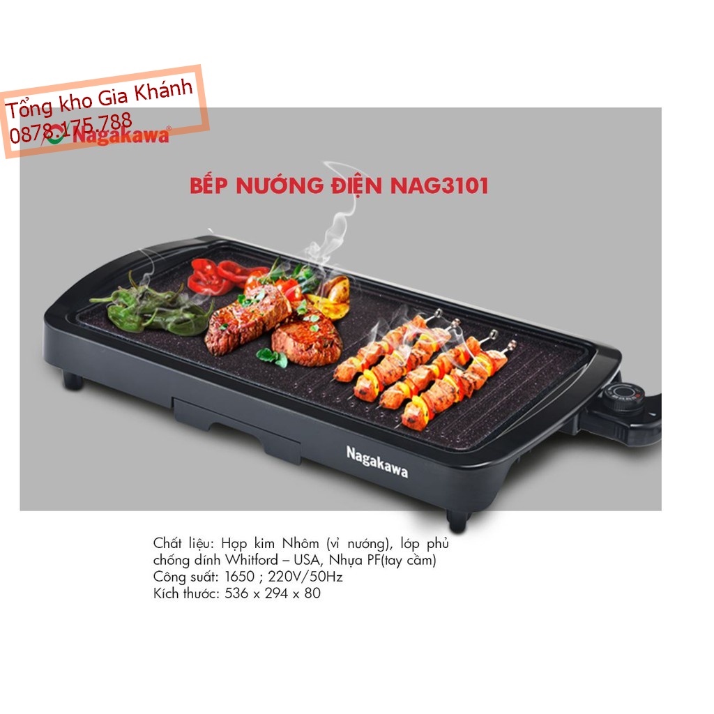 Bếp Nướng Điện Nagakawa NAG3101 Siêu Bền, Hàng Chính Hãng Bảo Hành 06 Tháng