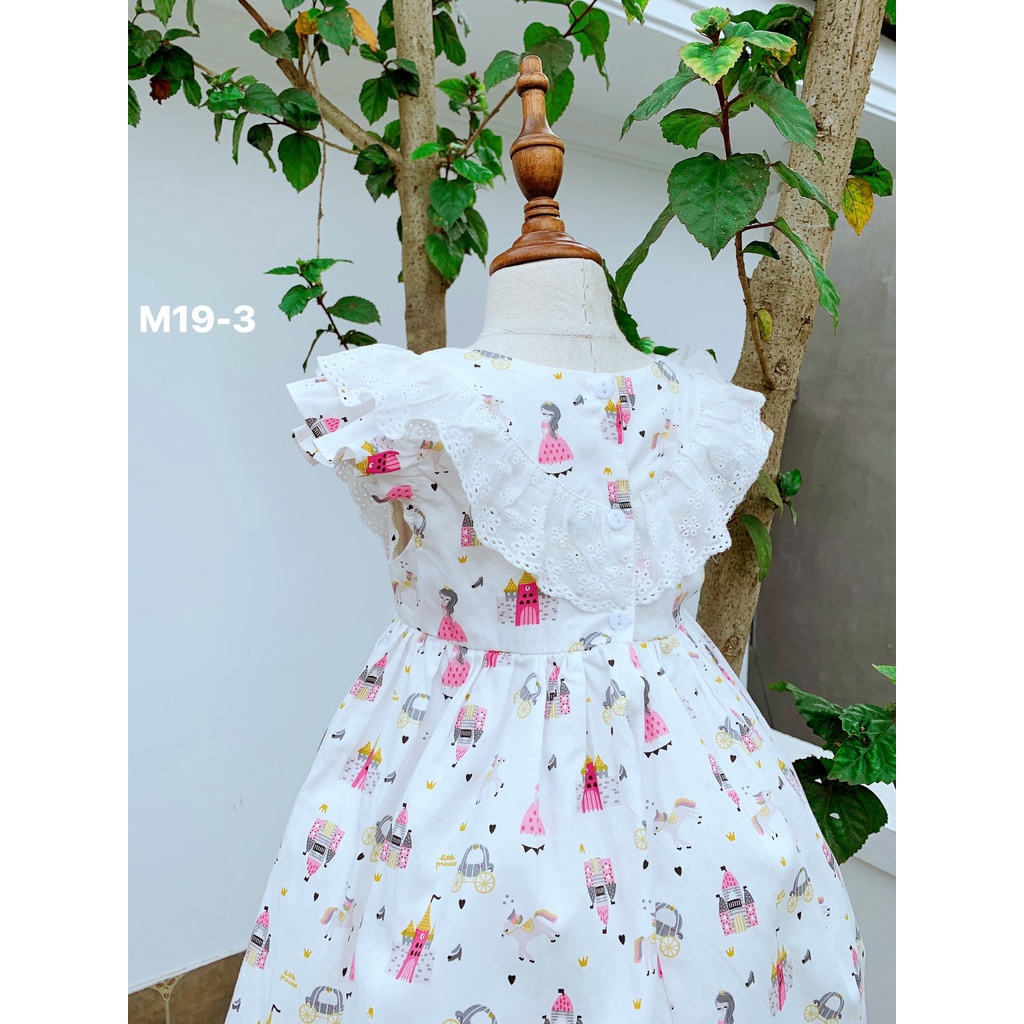 Đầm Bé Gái Họa Tiết Phối Ren Màu Trắng Size từ 8-30kg 💖 Váy Sofia Phối Ren Thêu Cao Cấp Cho Bé Gái