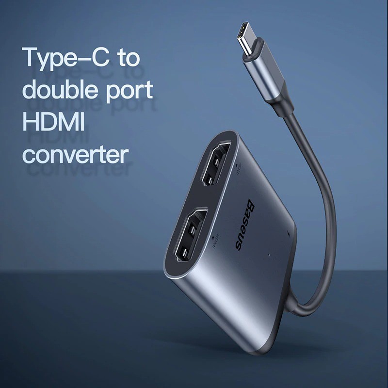 Hub chuyển Baseus Enjoy Series Type C to Dual HDMI 4K + Type C PD intelligent HUB adapter