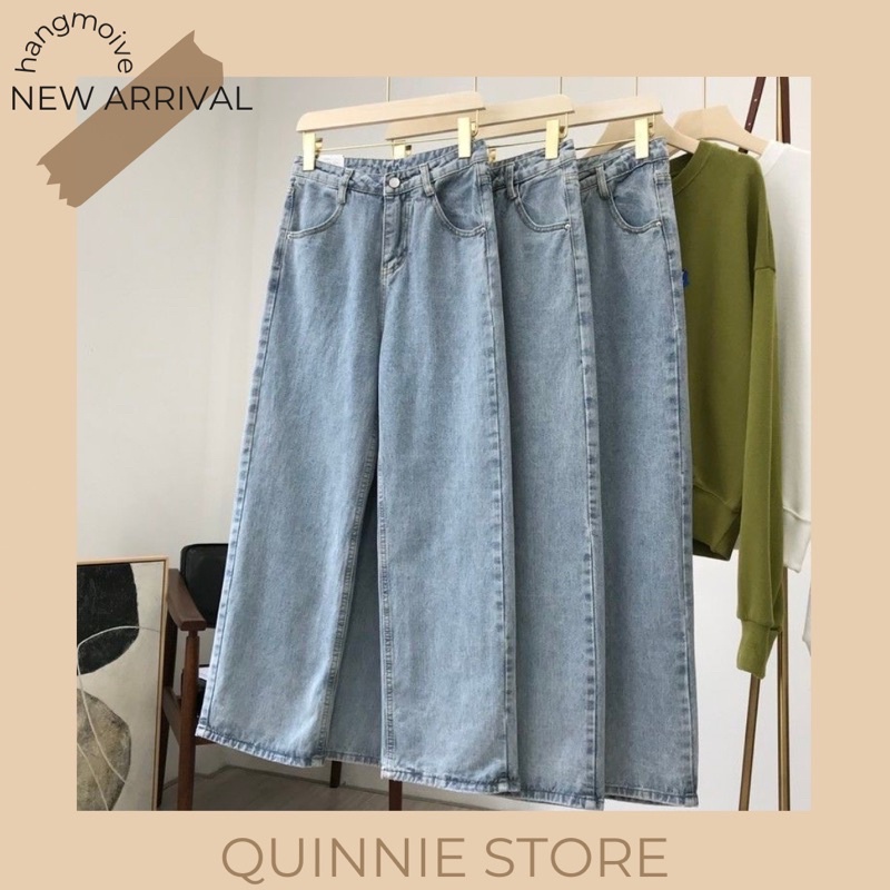 [ORDER] Quần baggy jeans xanh cho nữ, quần jeans ống rộng, quần bò