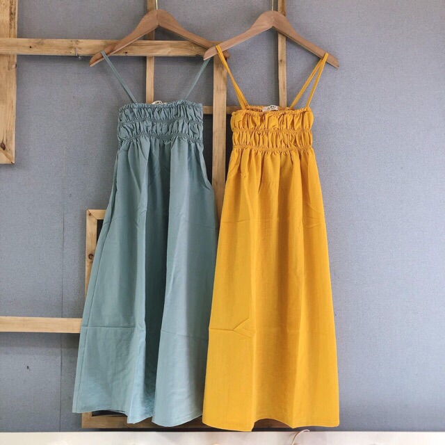 [damxuong]VÁY 2 dây maxi chun ngực chất đũi xước mặc đi biển xinh | BigBuy360 - bigbuy360.vn