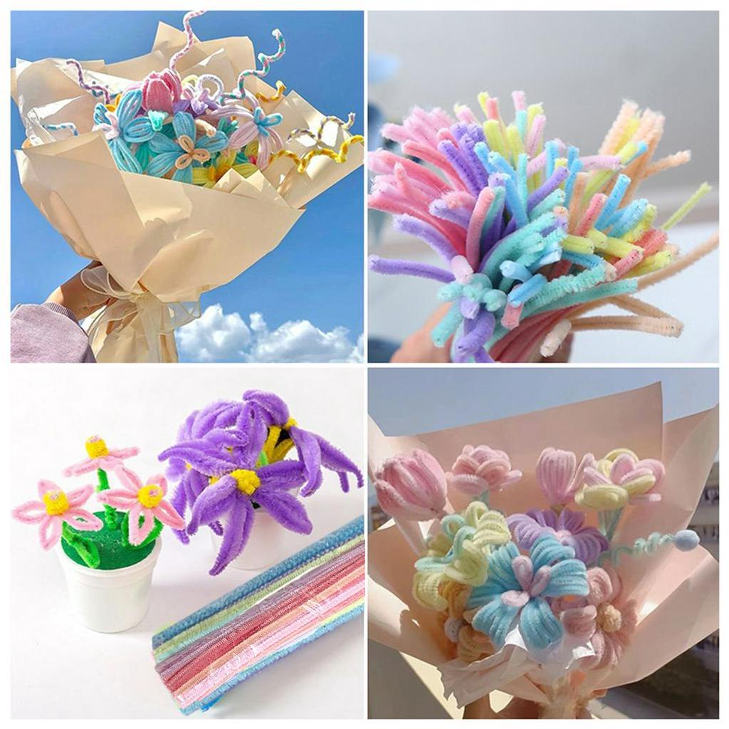 Set 100 Thân Dây Nhung Mềm Mại Làm Đồ Thủ Công DIY Sáng Tạo Đa Ứng Dụng