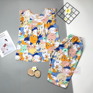Bộ lanh mặc nhà, đồ bộ tole nữ SHOP5SAO quần lửng có túi BIGSIZE (63-70kg)