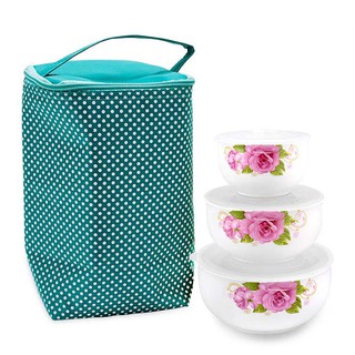 Bộ 3 hộp đựng cơm dùng được trong lò vi sóng và túi giữ nhiệt