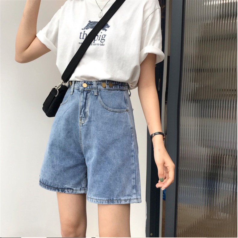 Quần Short Jeans Nữ Ống Xuông🍓FREESHIP🍓 Quần Ngố Lửng Dáng Rộng Vải Bò Trơn | BigBuy360 - bigbuy360.vn