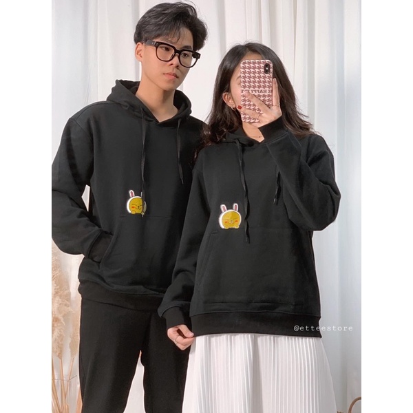 Áo hoodie ET.TEE vải nỉ lót bông mỏng màu đen A1765