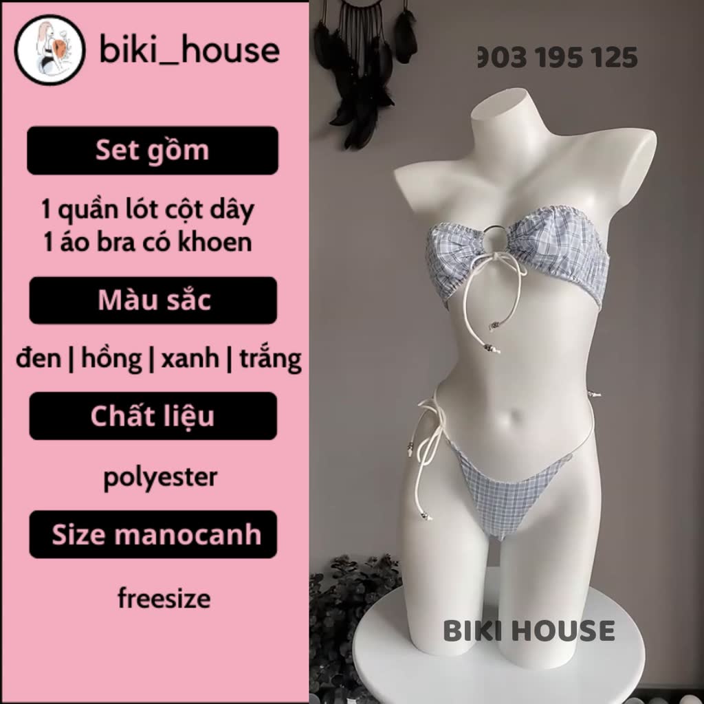 Đồ ló sexy cột dây hông chấm bi gợi cảm set lingerie họa tiết hoa nội y nữ sọc caro quyến rũ BIKI HOUSE T346 - TPHCM | BigBuy360 - bigbuy360.vn