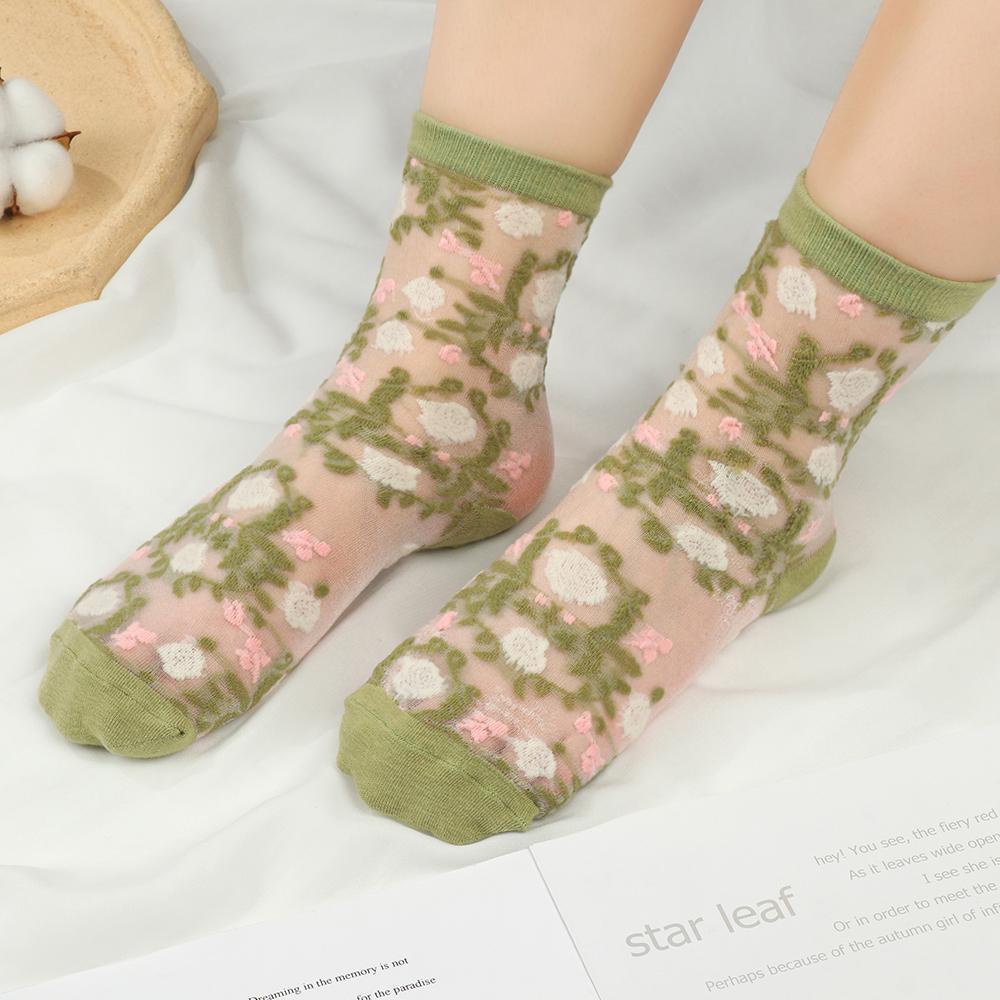 LAY Vớ Cotton Cao Cấp Thêu Hoa Thời Trang Xuân Hè Cho Nữ