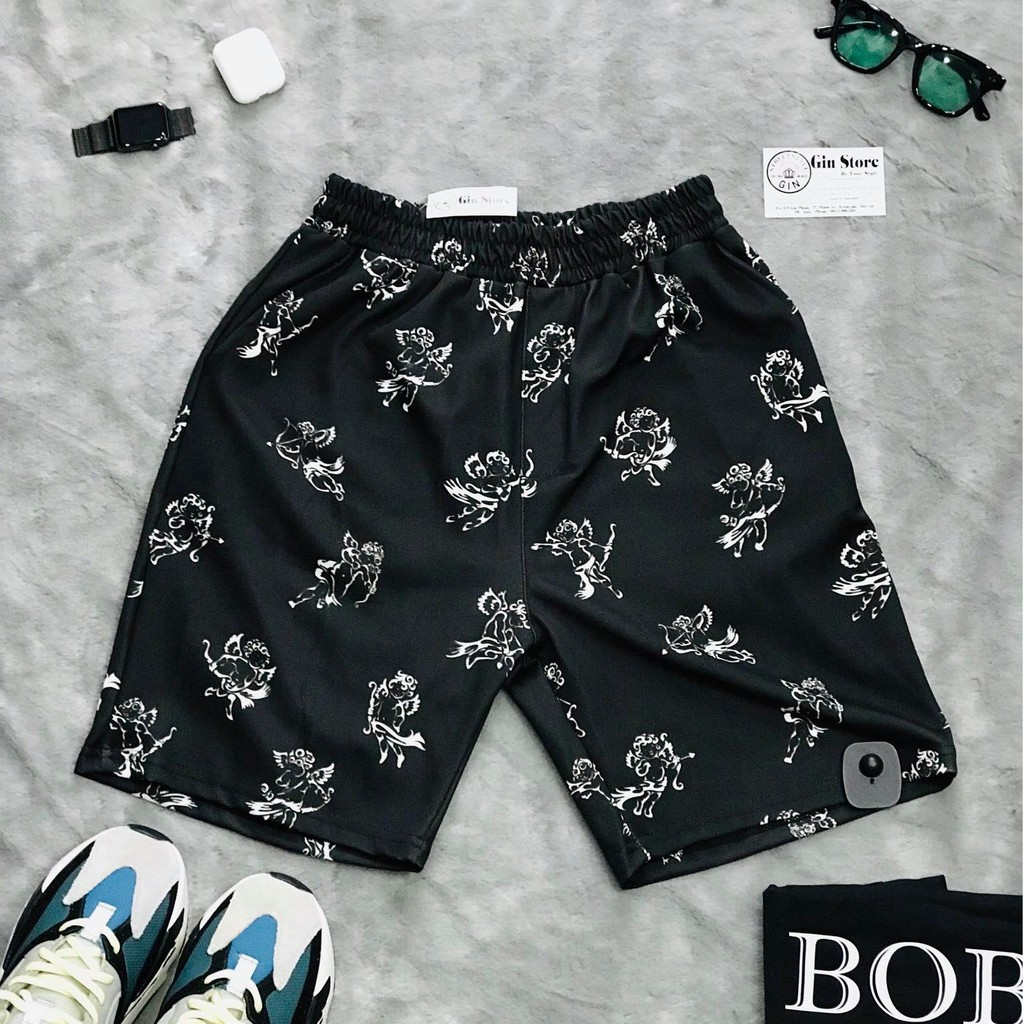 Quần short Unisex Bu Bui Thiên Thần ⚡ 𝐆𝐢́𝐚 𝐇𝐮̉𝐲 𝐃𝐢𝐞̣̂𝐭 ⚡ Quần đùi chất nỉ da cá, Nam nữ đều mặc được - Gin Store