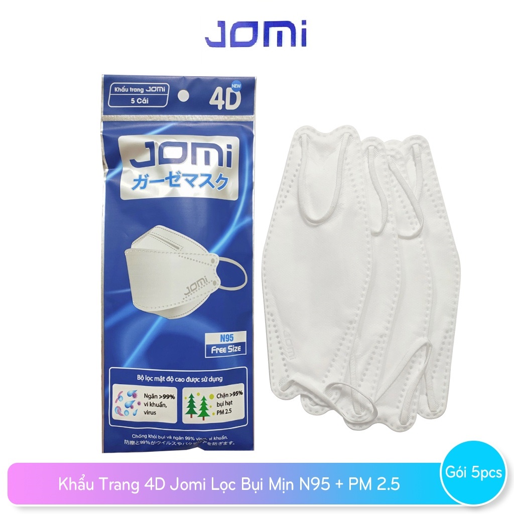 Khẩu trang y tế 4D Jomi KF94 lọc bụi mịn túi 5 cái NPP Shoptido