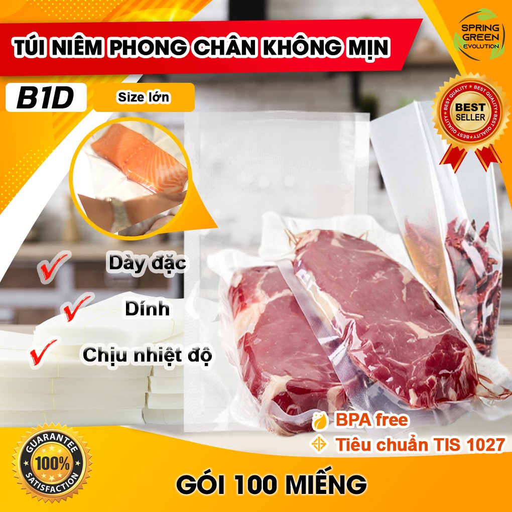 Túi Hút Chân Không Mặt Trơn B1D size 16Cmx24Cm. Đóng Gói, Bảo Quản Mọi Loại Thực Phẩm. Hàng Nhập Khẩu SGE Thailand!!