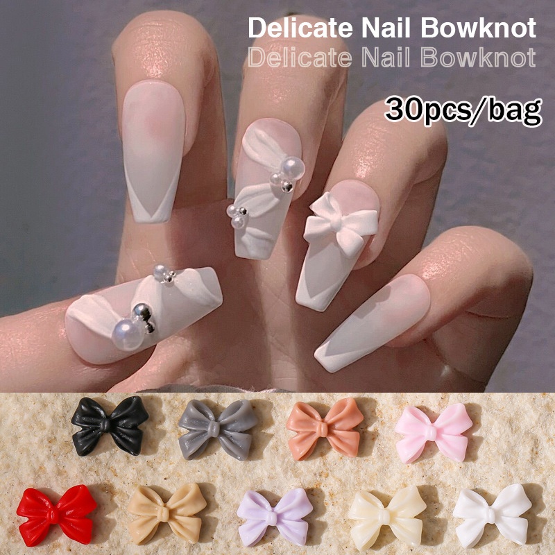 Set 30 Phụ Kiện Trang Trí Móng Tay 3D Hình Nơ Bướm Xinh Xắn