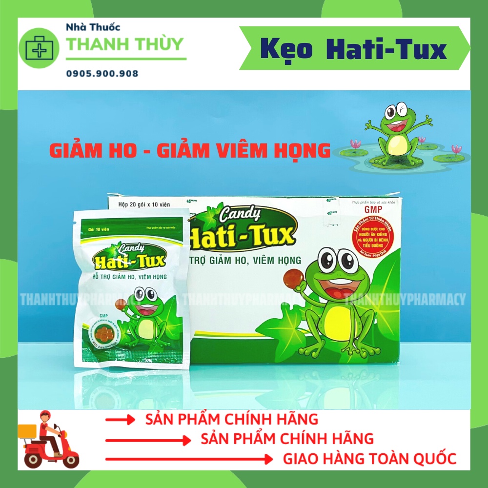 Kẹo Ngậm Ho Hati-Tux Candy [Gói 10 Viên] Giảm Đau Họng, Giảm Ho