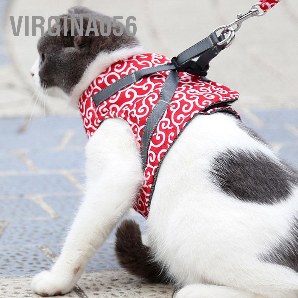 Virgina056 Virgina056 Escape Proof Cat Harness Vest có đệm với lưới mềm thể điều chỉnh dây buộc để mèo đi dạo