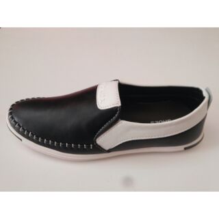 Giày lười da prada đen trắng