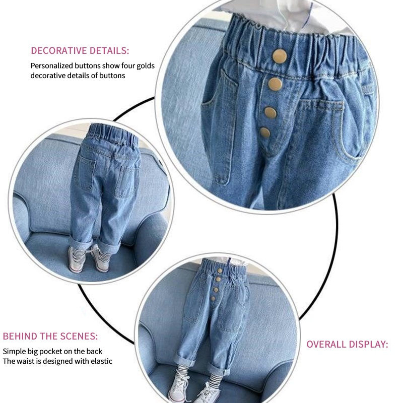 Quần Jean Dài Thiết Kế Mới Thời Trang Mùa Xuân Thu Dành Cho Bé Gái