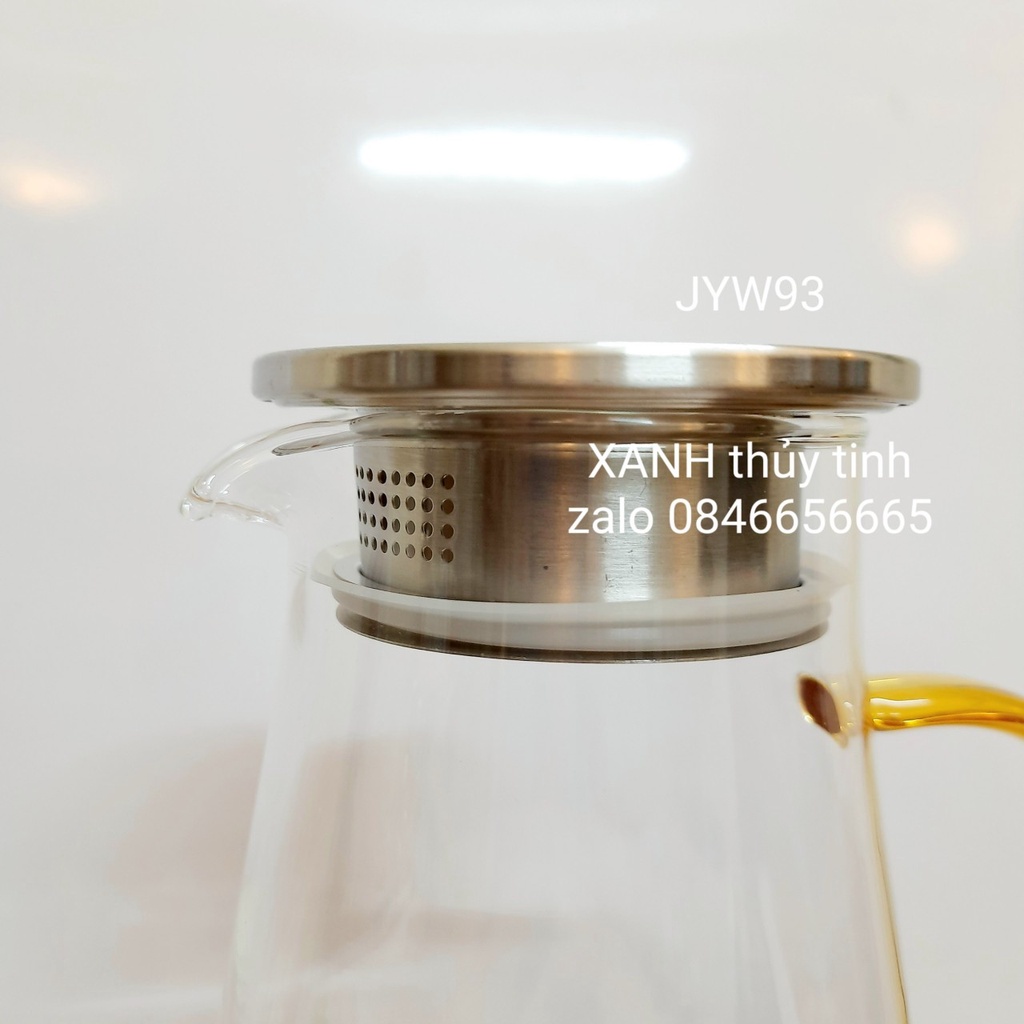 Bình thủy tinh quai vàng, nắp inox 1800ml - Mã JYW93
