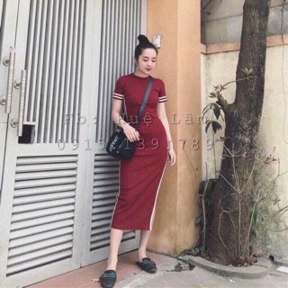 ĐẦM BODY SỌC VIỀN THỂ THAO