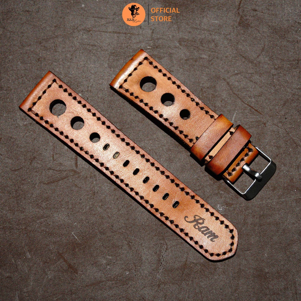 Dây đồng hồ da bò màu nâu - RAM Leather D33