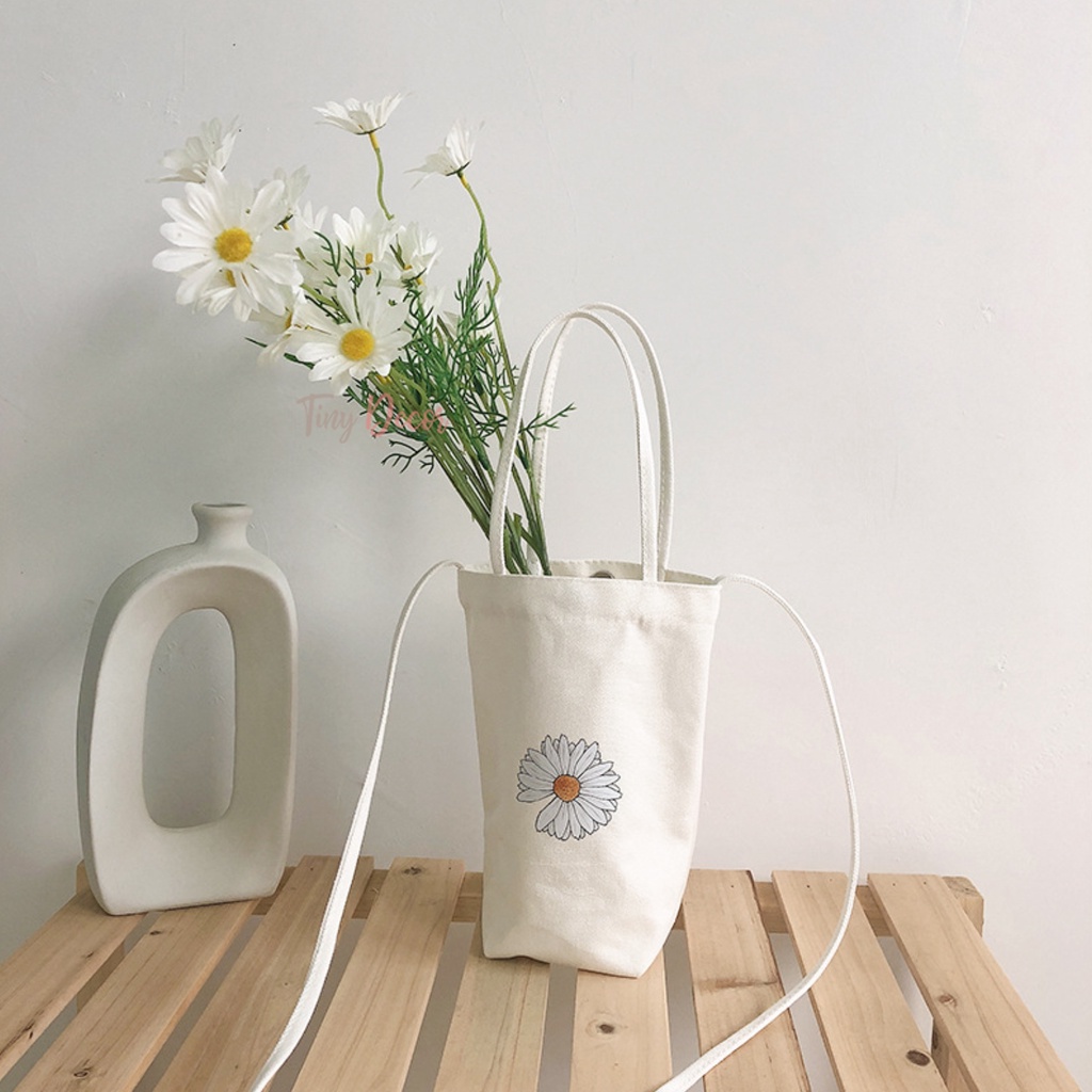 Túi đeo chéo nữ, Túi vải đựng bình nước, vải canvas