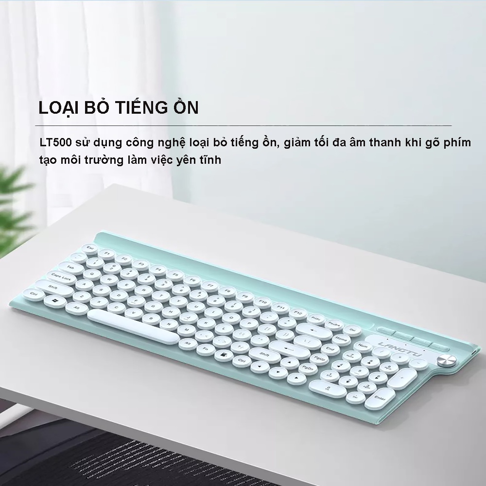 Bộ Bàn Phím Và Chuột Không Dây Cute Cao Cấp LT500 Sạc Pin Nhiều Màu Sắc