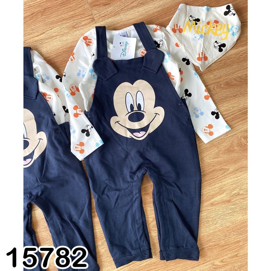 Set quần yếm dài kèm yếm cổ họa tiết Mickey xinh xắn cho bé trai bé gái | Bigbaby Shop