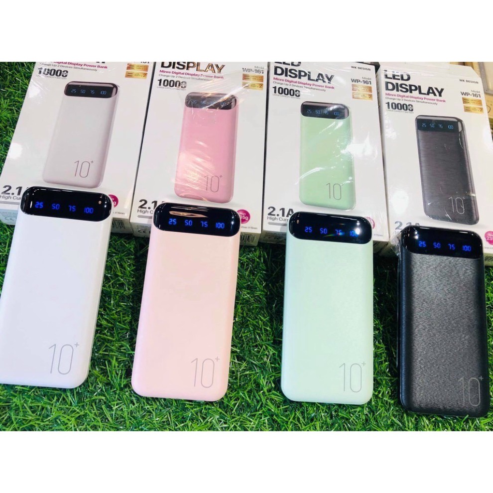 [HÀNG MỚI]  Sạc dự phòng chính hãng 10000mah WK - WP161 hỗ trợ sạc nhanh có 2 cổng USB, 1 cổng micro, 1 cổng typec