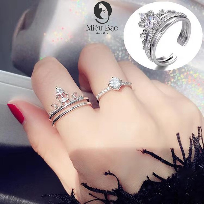 Nhẫn bạc nữ Miêu Bạc hình Vương miện bản hở chất liệu bạc 925 thời trang phụ kiện trang sức nữ N400206
