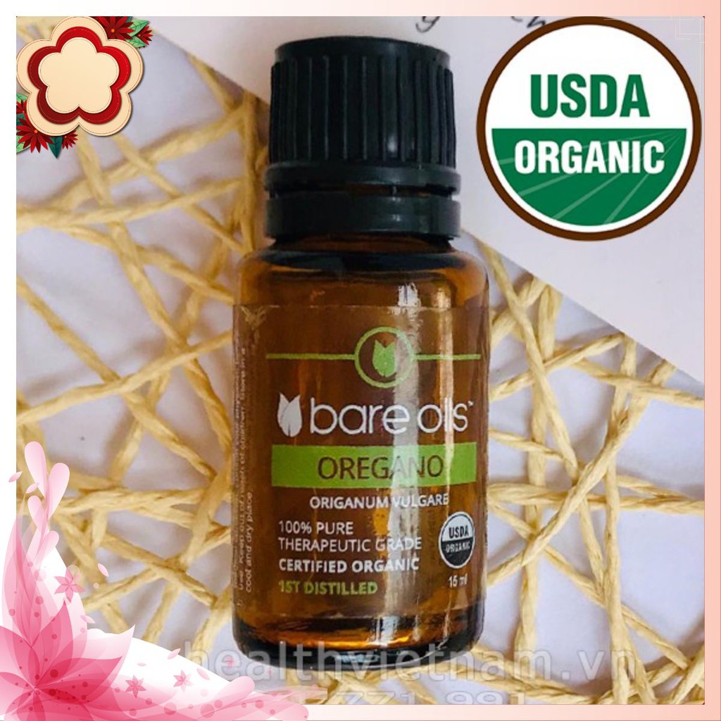 [MADE IN USA] Tinh dầu kinh giới cay - Oregano Essential Oil (Tinh dầu hữu cơ Bare Oils - USDA Organic) 15ml