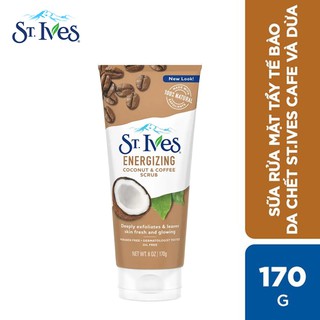 Sữa rửa mặt tẩy tế bào chết dừa và cà phê energizing coconut & coffee scrub st.ives 170 gram