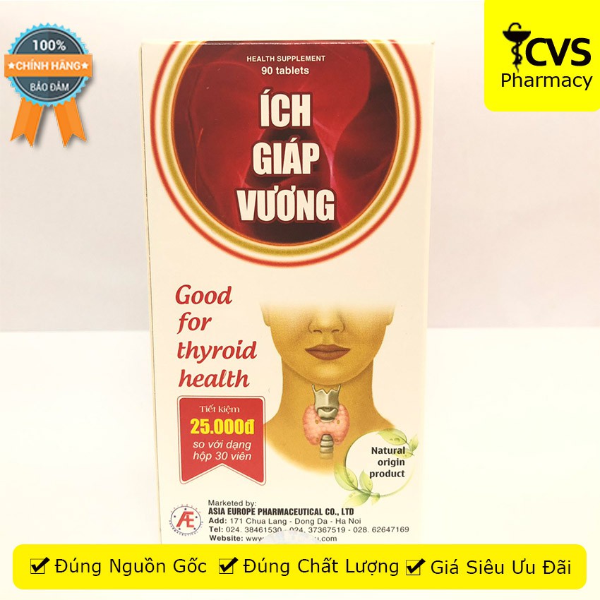 Ích Giáp Vương – Viên Uống Tăng Cường Sức Khỏe Tuyến Giáp Hộp 90 Viên - Cvspharmacy