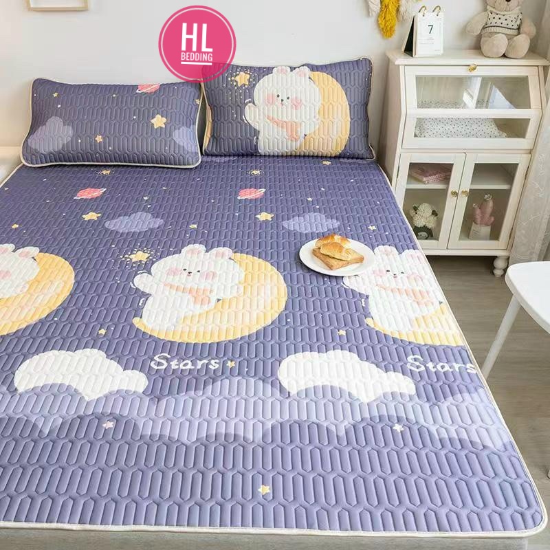 Chiếu điều hòa cao su non 5D Trăng tím HL Bedding vải lụa Tencel mát cao su non Latex mềm mịn đủ kích thước m6/m8/2m2