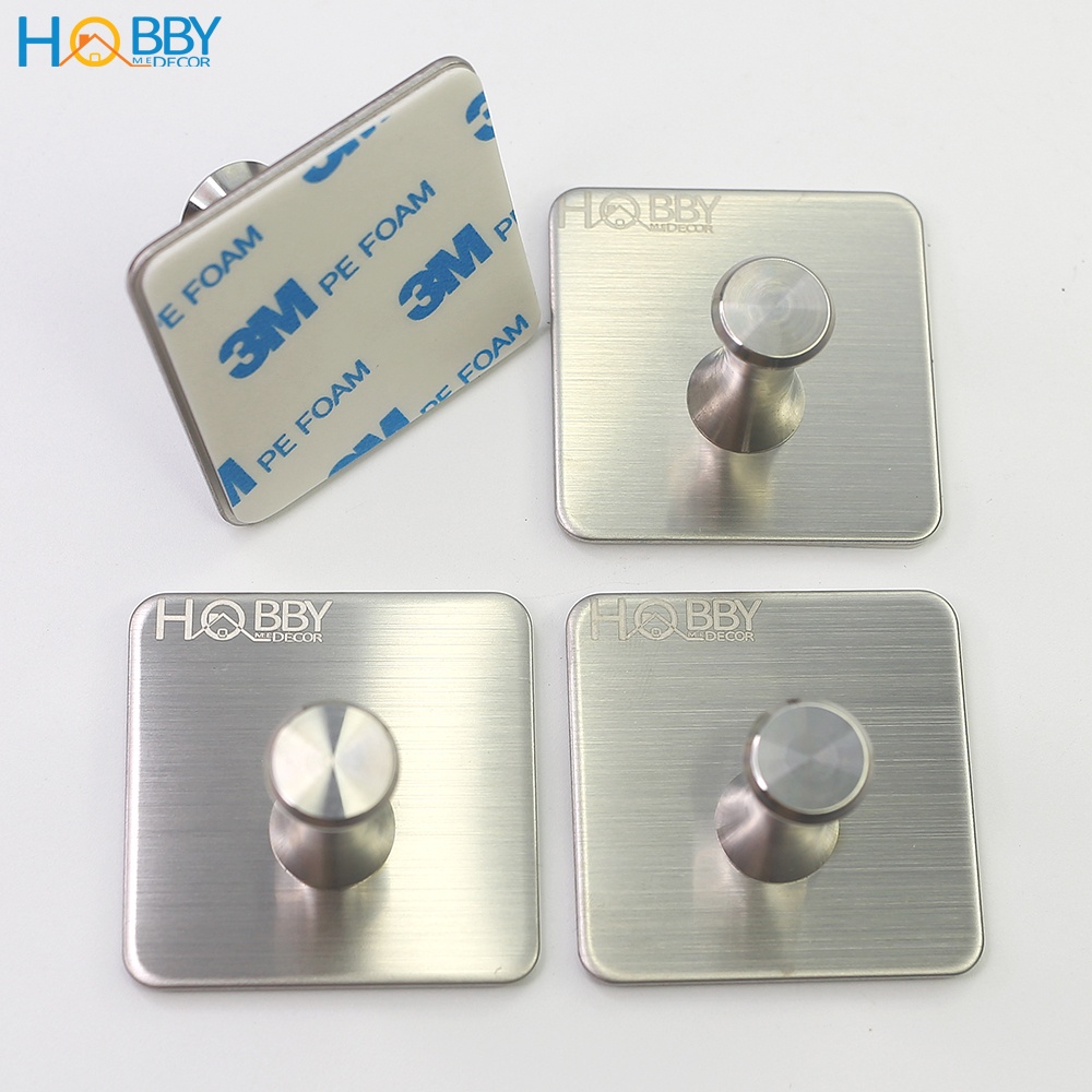 Combo 4 móc treo đồ dán tường inox 304 Hobby Home Decor V28-4 kèm keo