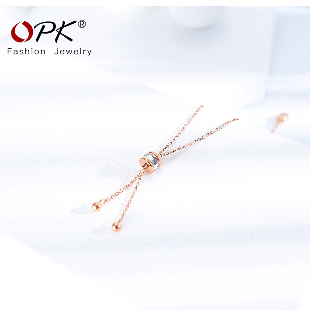 ▼♙►OPK Lady Vòng cổ Cao cấp Thép Titan Thanh lịch Zirconium Kim cương Chính hãng Rose Gold Hạt dây chuyền Thường Kh