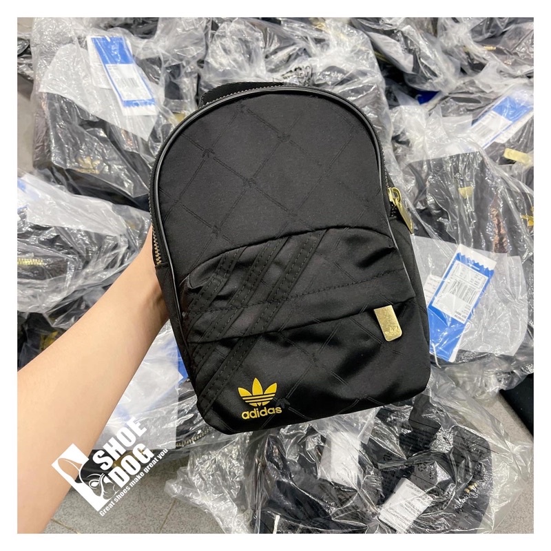 [Chính hãng Authentic]Ba lô adidas mini nhỏ xinh màu đen, vải satin có tag mạc đầy đủ chuẩn store