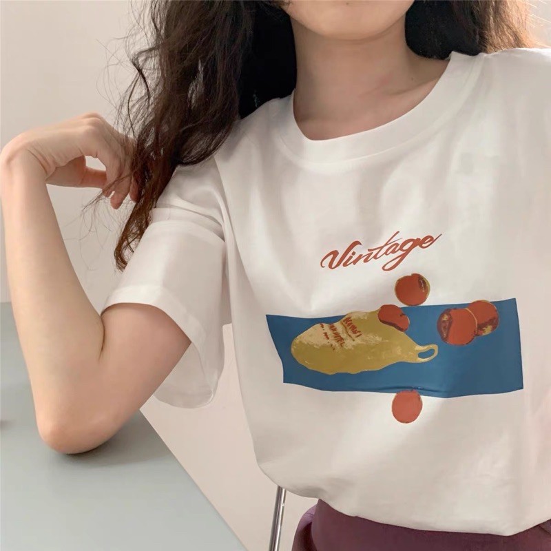 Áo thun hoạ tiết chất vải cotton thấm hút mồ hôi
