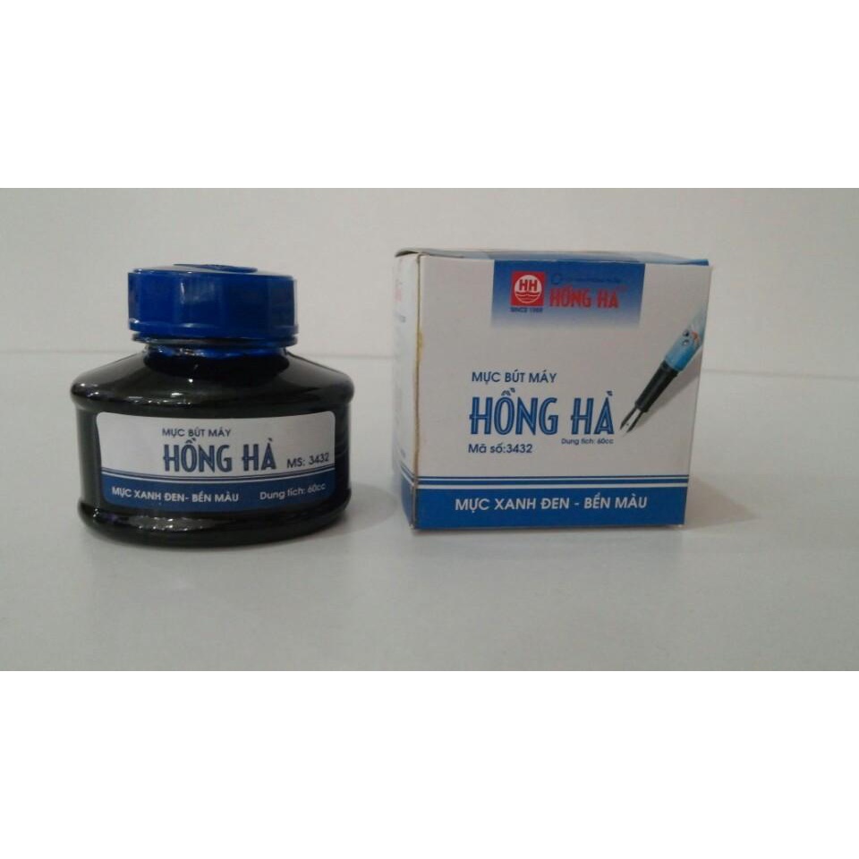 Mực Viết Bút Máy Hồng Hà Xanh Đen Mã số 3432 Dung Tích ( 60ml)