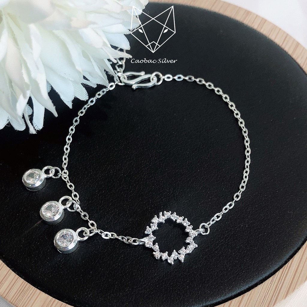 Lắc Tay Bạc Ta CaoBac Silver Cho Nữ Huyền Thoại Biển Xanh Mix Thêm Ba Ổ Đá Sợi Xích Mảnh