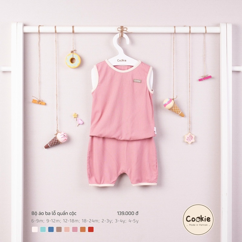 COOKIE Bộ Ba Lỗ Chất Tăm Thoáng Mát Cho Bé Trai Và Gái