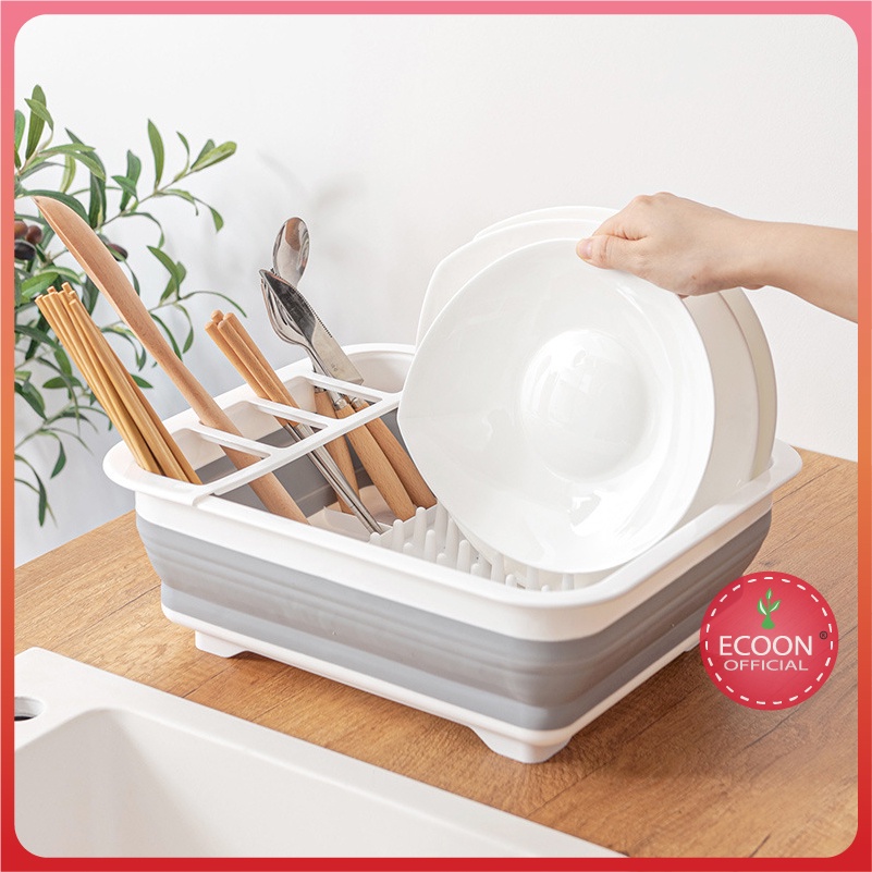 Khay đựng úp chén bát dĩa đa năng gấp gọn , Rổ úp bát đĩa silcon đa năng