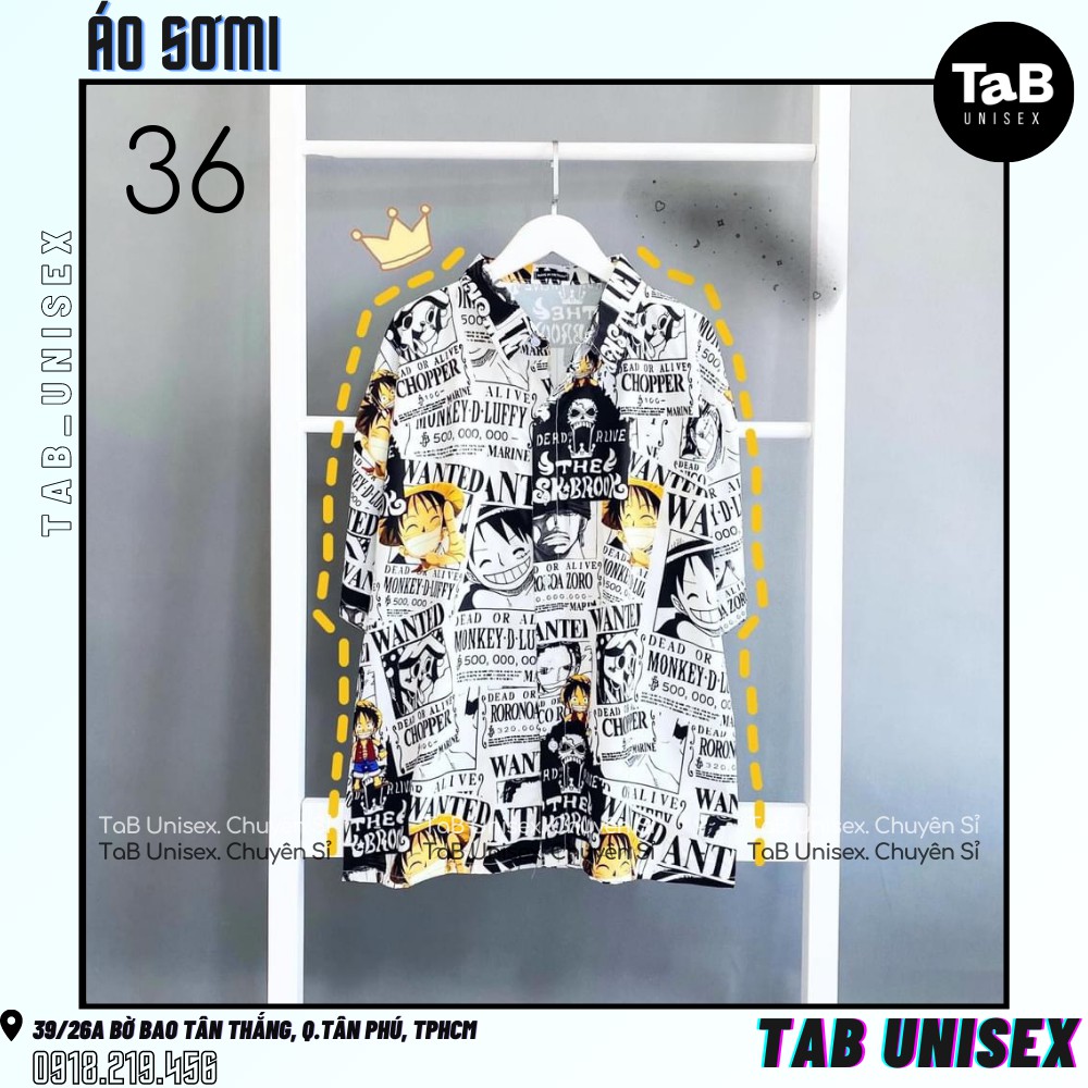 Áo Sơ mi unisex họa tiết form rộng V2  - TAB UNISEX
