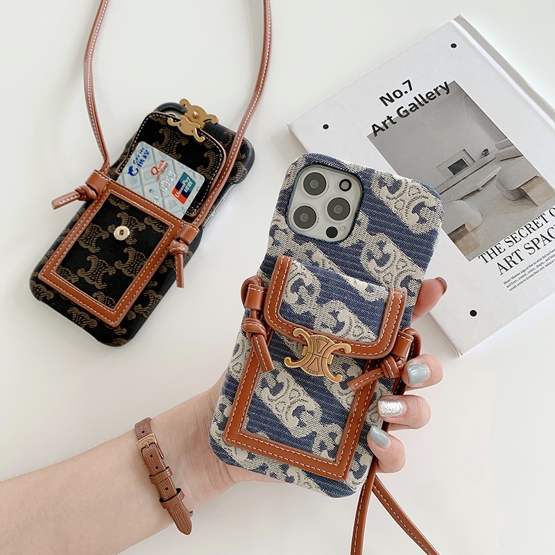 Thẻ Bao Da Điện Thoại Có Dây Đeo Cho iphone 11 12 pro max 13 pro max 14 pro max 15 pro max 14 plus