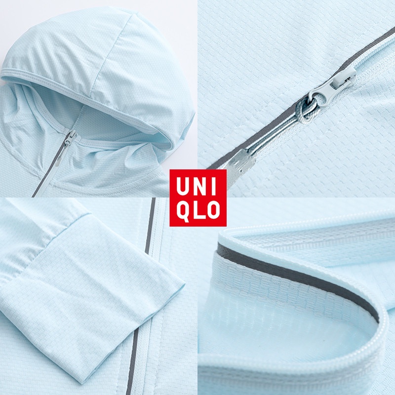 Uniqlo Nữ Chống Nắng Có Mũ Trùm Đầu Đi Biển Ngoài Trời Đi Bộ Đường Dài Áo Khoác Thoáng Khí Bảo Vệ Tia Uv Áo Khoác Mỏng