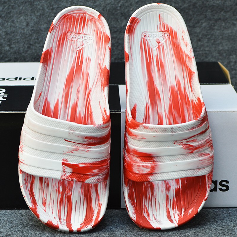 Dép Adidas Duramo Camo chính hãng trắng đỏ sọc loang