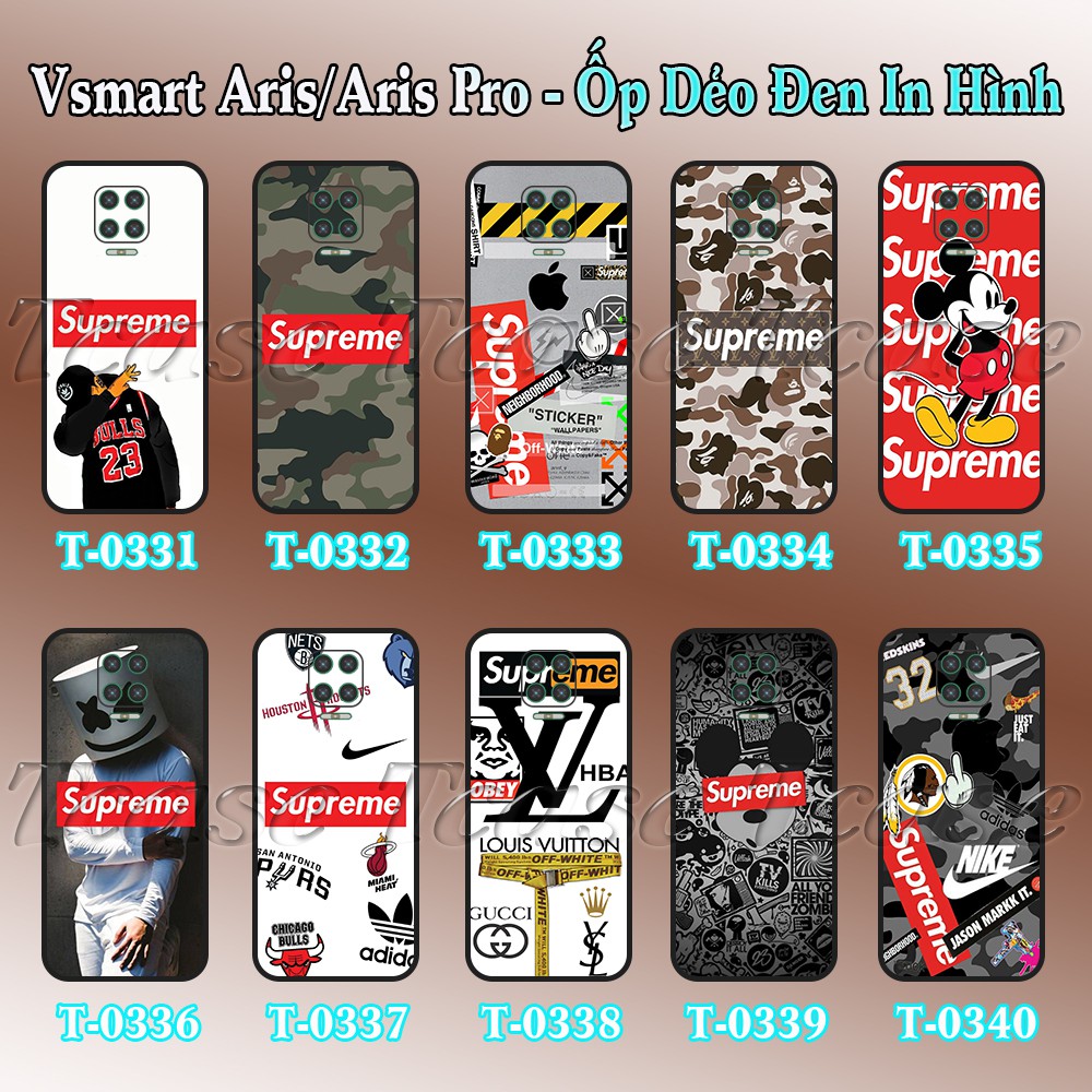 Ốp lưng Vsmart Aris/ Aris Pro dẻo đen hình Supreme