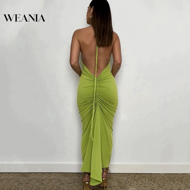 Đầm Dự Tiệc Dáng Dài Hở Lưng Phối Dây Rút Thời Trang Mùa Hè Cá Tính