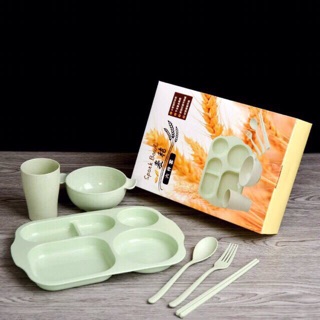 Khay đựng cơm lúa mạch gồm 6 chi tiết cho bé